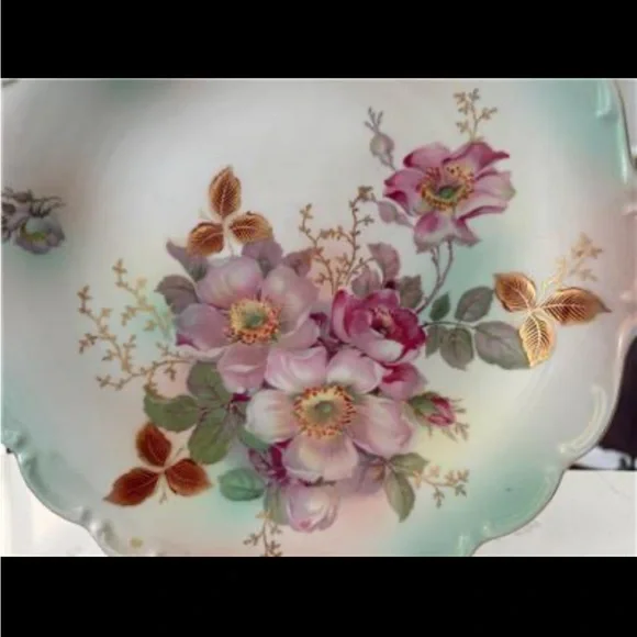 1940'S SCHUMANN - BAVARIAARZBERG DESERT ROSE 12 CHOP PLATE GERMANY